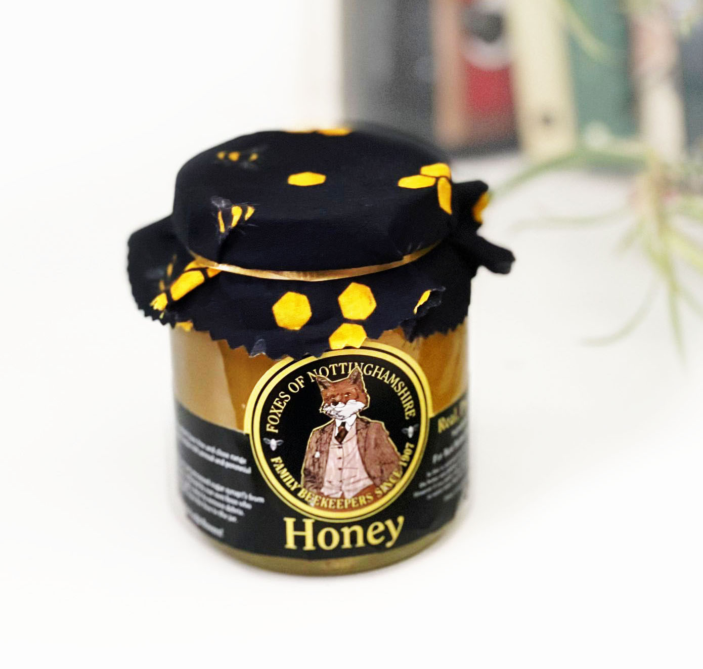 Jar of locally produced Foxes of Nottinghamshire honey
